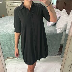 Chicos Black Collared Shirt Dress